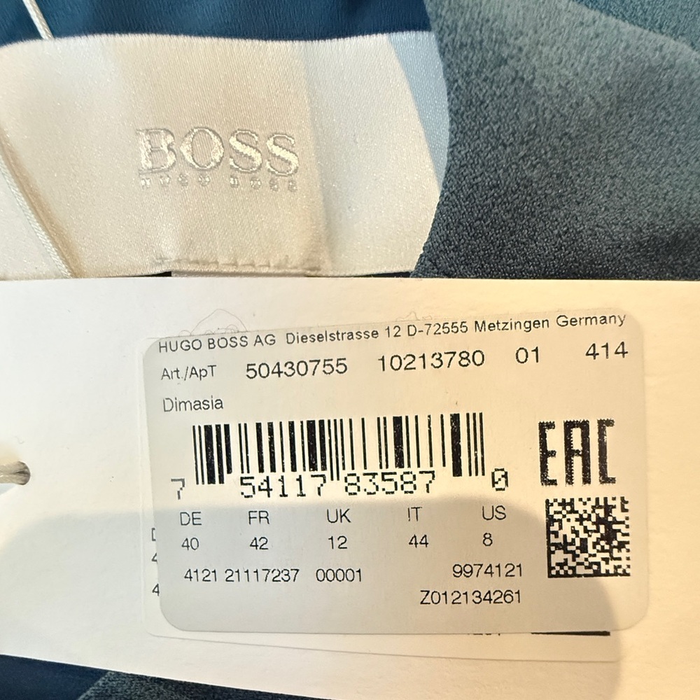 New With Tags Hugo Boss Women's Elegant Dimasia A-line Dress in Blue, Size 8 - Picture 10 of 13